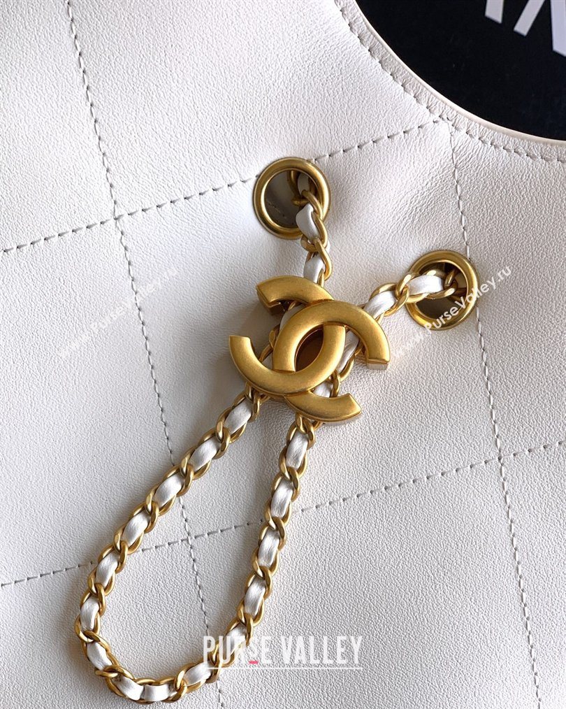 Chanel Calfskin Leather Small Shopping Bag White 2026 AS6132 (yezi-260204058)