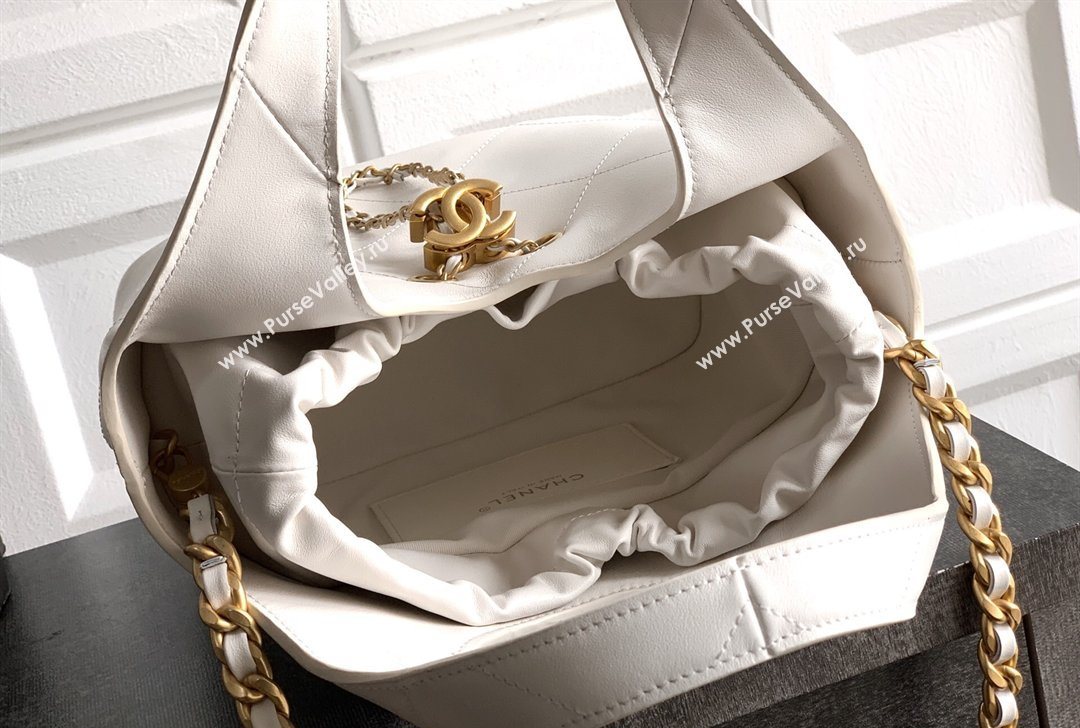 Chanel Calfskin Leather Small Shopping Bag White 2026 AS6132 (yezi-260204058)
