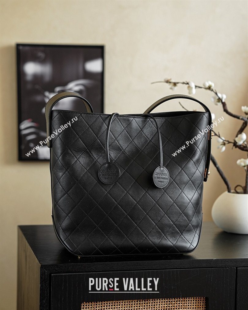 Chanel Calfskin Leather Shopping Bag Black 2026 CH020402 (yezi-260204059)