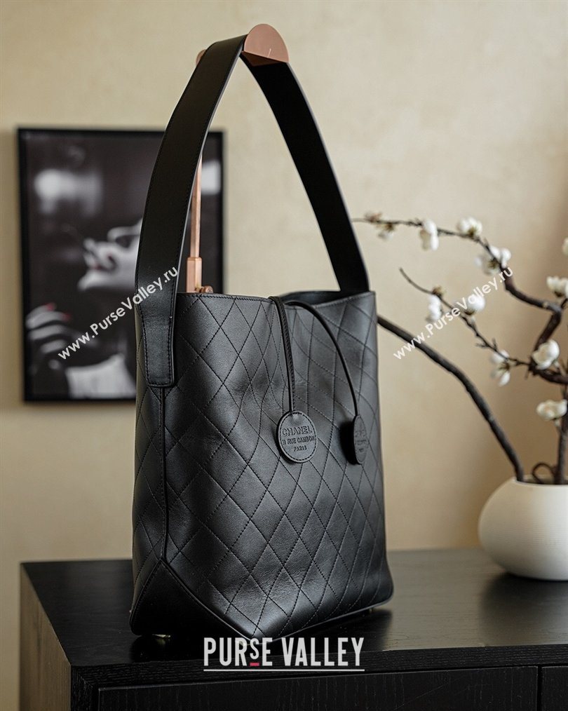 Chanel Calfskin Leather Shopping Bag Black 2026 CH020402 (yezi-260204059)