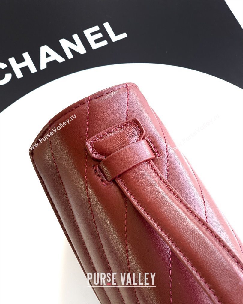 Chanel Chevron Lambskin Leather Flap Top Handle Bag Burgundy 2026 AS6044 (yezi-260204060)