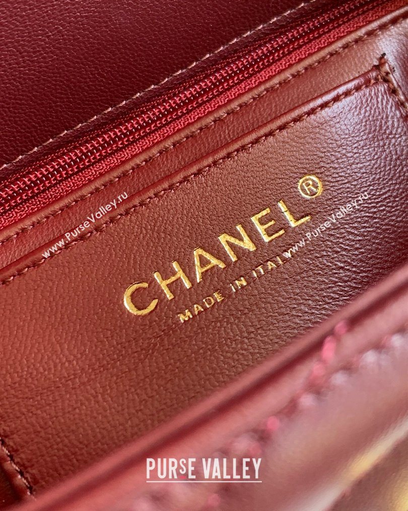 Chanel Chevron Lambskin Leather Flap Top Handle Bag Burgundy 2026 AS6044 (yezi-260204060)