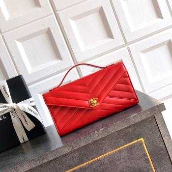 Chanel Chevron Lambskin Leather Flap Top Handle Bag Red 2026 AS6044 (yezi-260204061)
