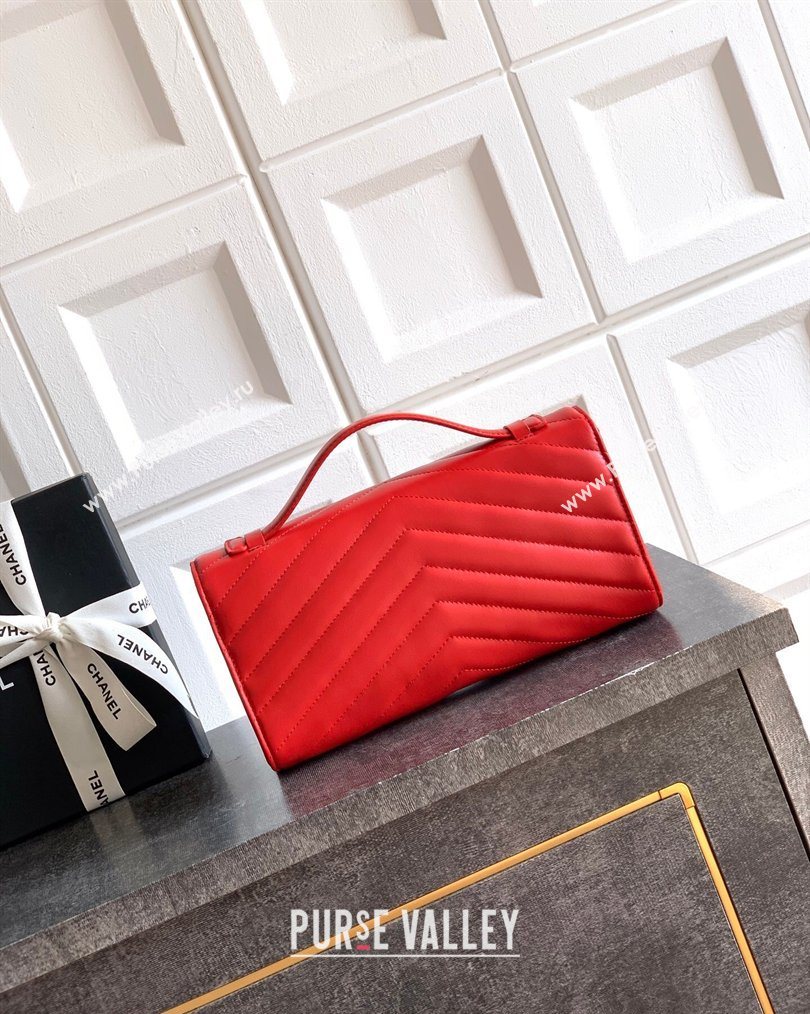 Chanel Chevron Lambskin Leather Flap Top Handle Bag Red 2026 AS6044 (yezi-260204061)