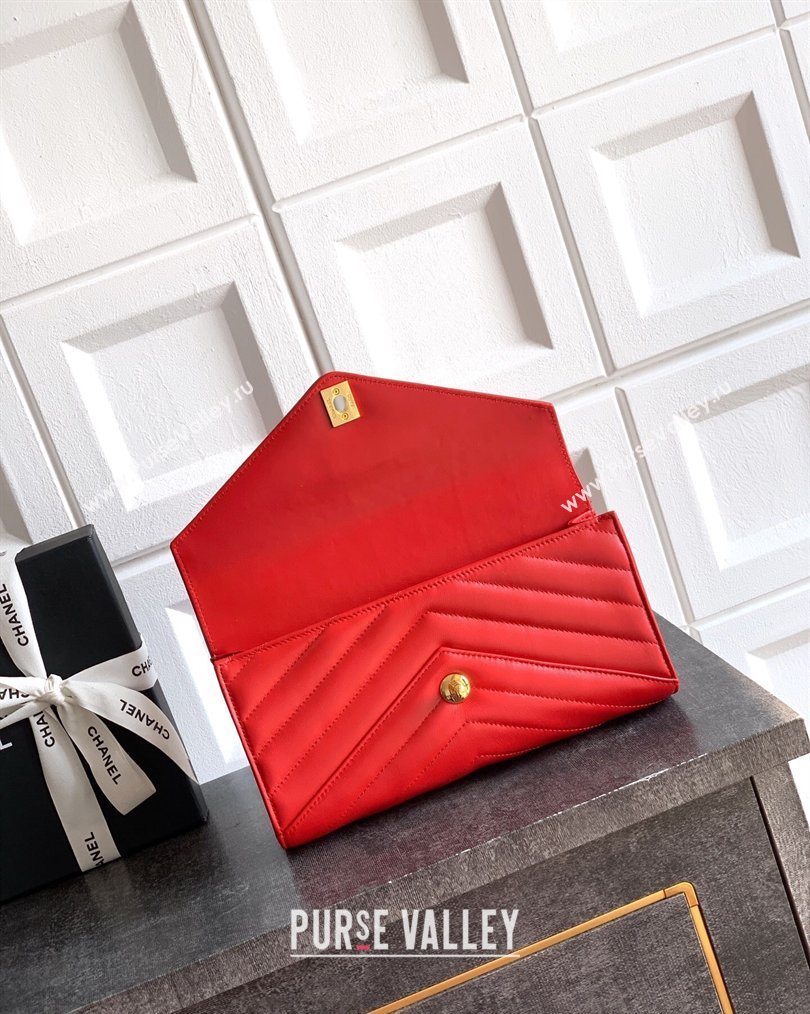 Chanel Chevron Lambskin Leather Flap Top Handle Bag Red 2026 AS6044 (yezi-260204061)