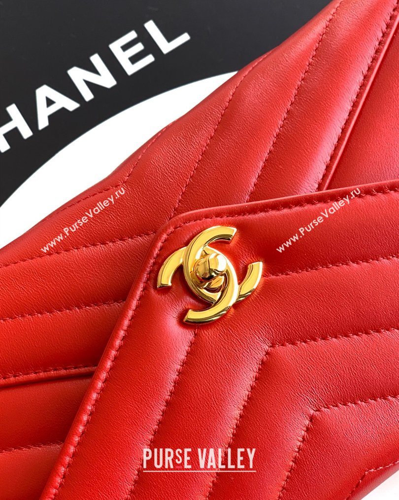 Chanel Chevron Lambskin Leather Flap Top Handle Bag Red 2026 AS6044 (yezi-260204061)