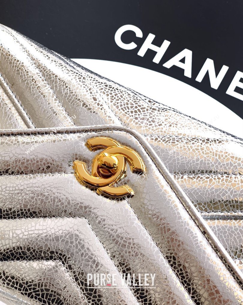 Chanel Chevron Lambskin Leather Flap Top Handle Bag Silver 2026 AS6044 (yezi-260204062)