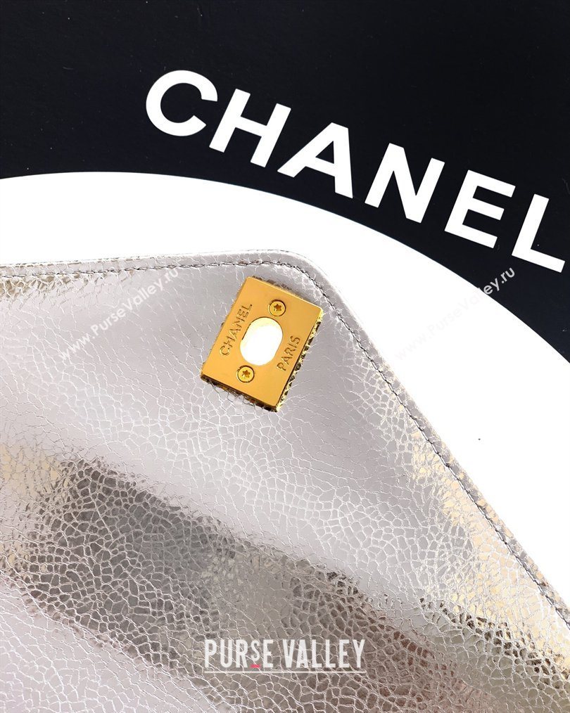 Chanel Chevron Lambskin Leather Flap Top Handle Bag Silver 2026 AS6044 (yezi-260204062)