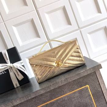 Chanel Chevron Lambskin Leather Flap Top Handle Bag Gold 2026 AS6044 (yezi-260204063)