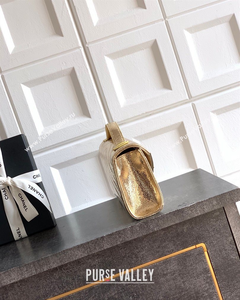 Chanel Chevron Lambskin Leather Flap Top Handle Bag Gold 2026 AS6044 (yezi-260204063)