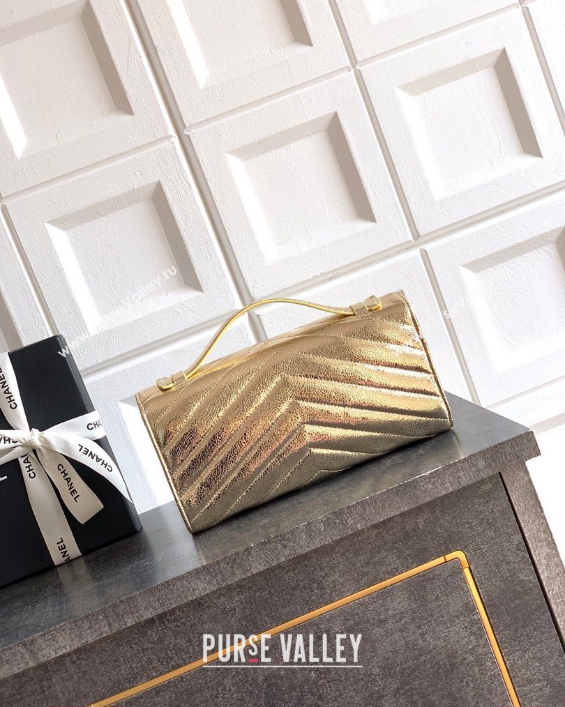 Chanel Chevron Lambskin Leather Flap Top Handle Bag Gold 2026 AS6044 (yezi-260204063)