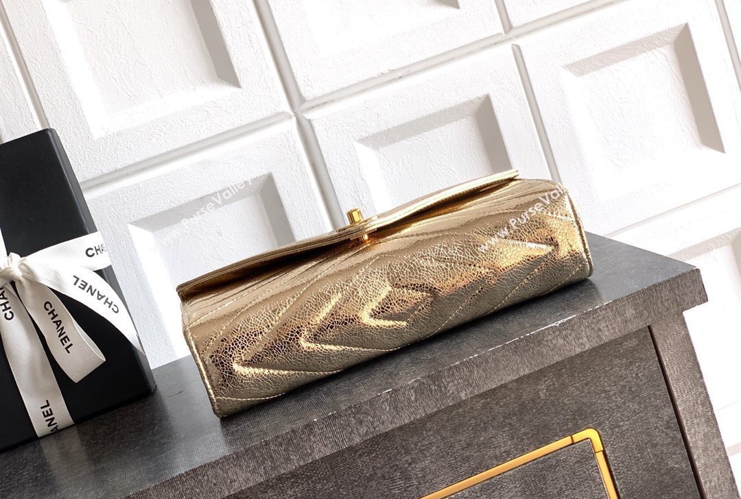 Chanel Chevron Lambskin Leather Flap Top Handle Bag Gold 2026 AS6044 (yezi-260204063)