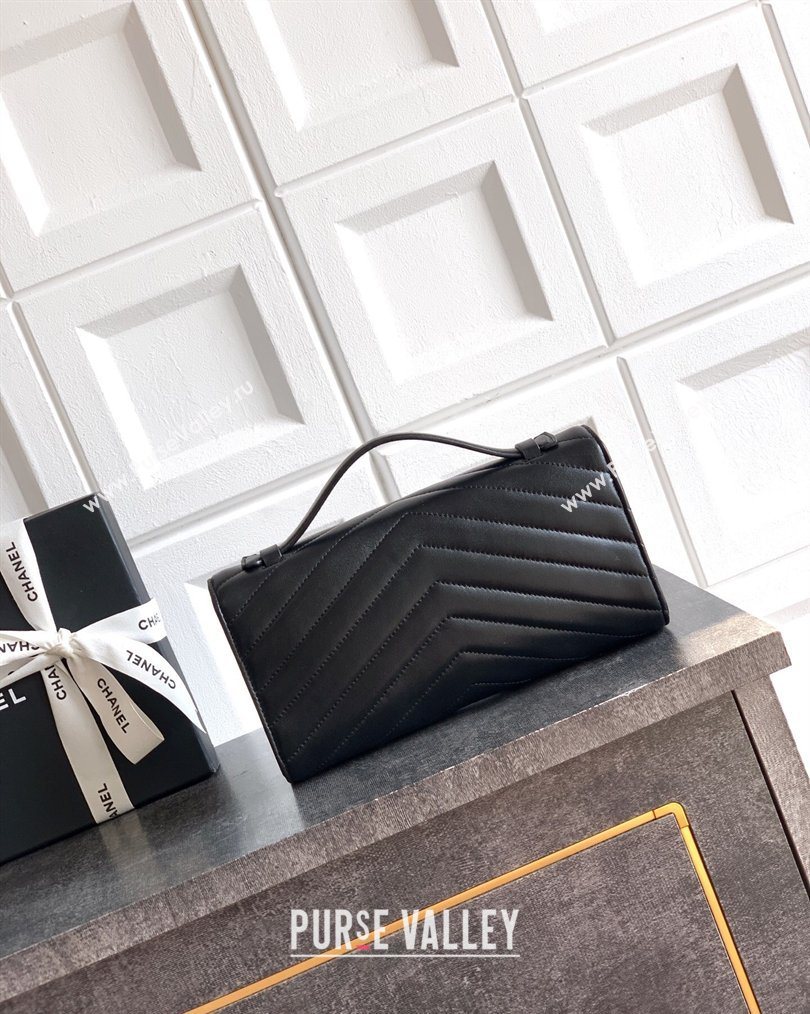 Chanel Chevron Lambskin Leather Flap Top Handle Bag Black 2026 AS6044 (yezi-260204064)