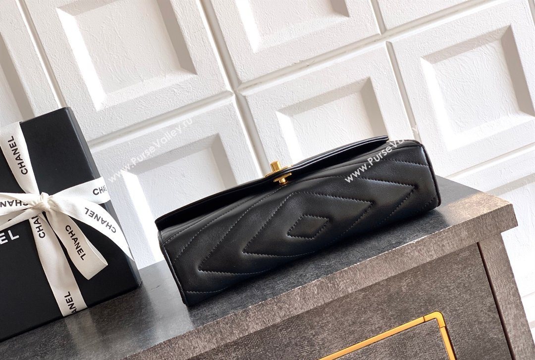 Chanel Chevron Lambskin Leather Flap Top Handle Bag Black 2026 AS6044 (yezi-260204064)