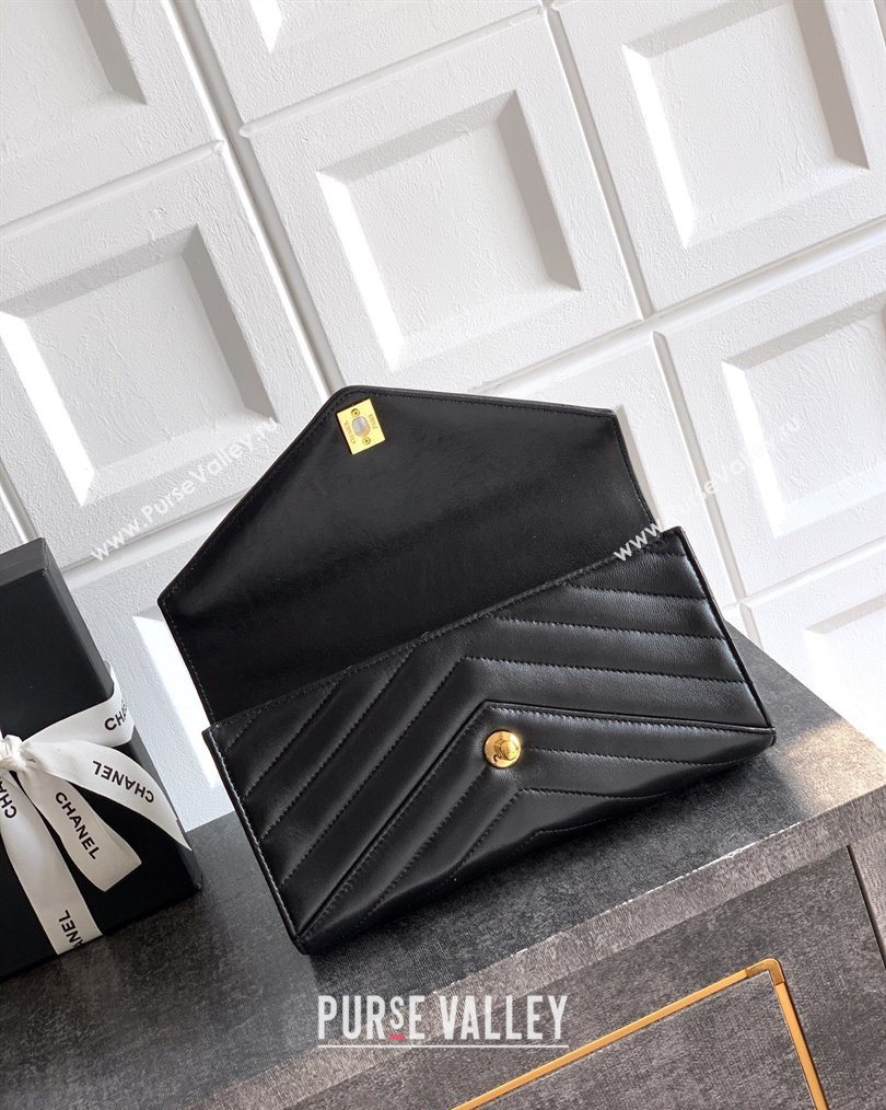 Chanel Chevron Lambskin Leather Flap Top Handle Bag Black 2026 AS6044 (yezi-260204064)