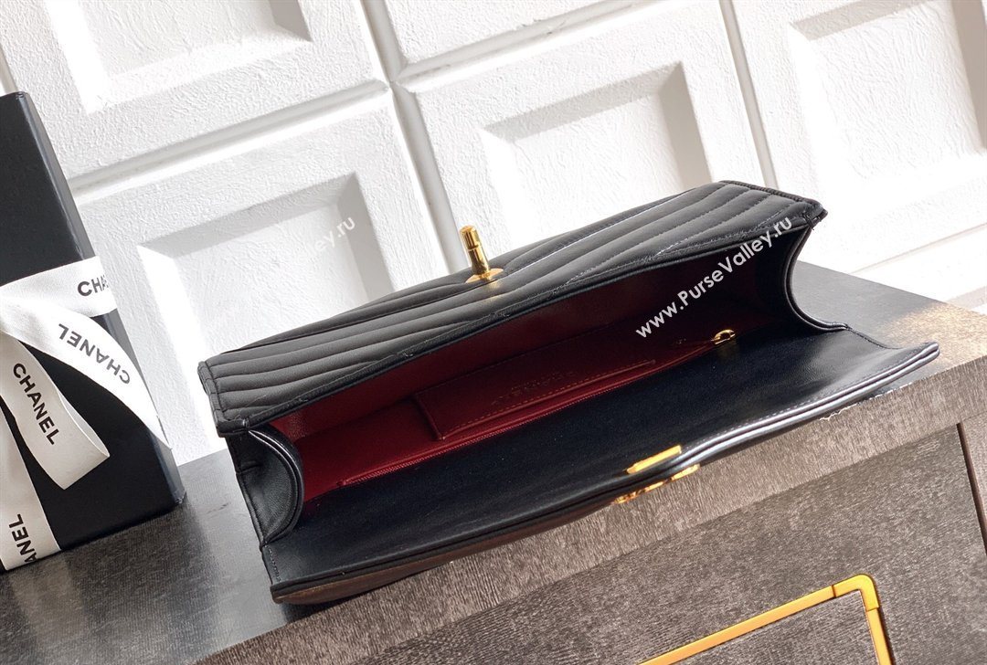 Chanel Chevron Lambskin Leather Flap Top Handle Bag Black 2026 AS6044 (yezi-260204064)