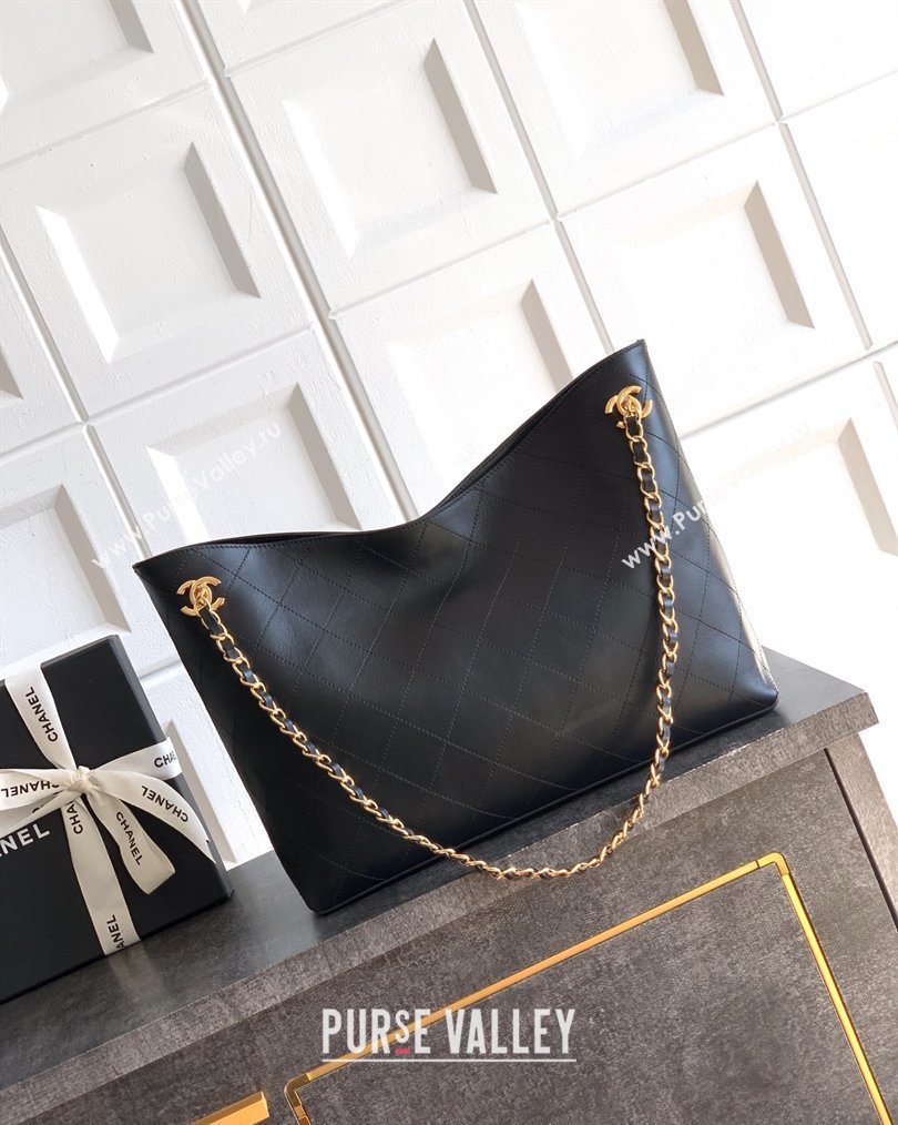 Chanel Calfskin Leather Shopping Bag Black 2026 CH020404 (yezi-260204065)