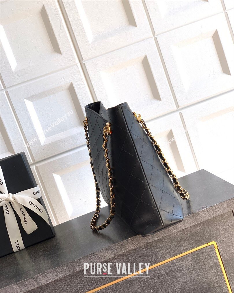 Chanel Calfskin Leather Shopping Bag Black 2026 CH020404 (yezi-260204065)