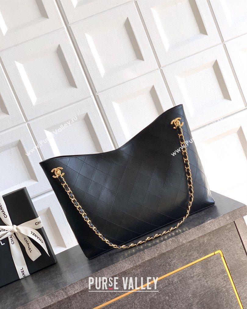 Chanel Calfskin Leather Shopping Bag Black 2026 CH020404 (yezi-260204065)