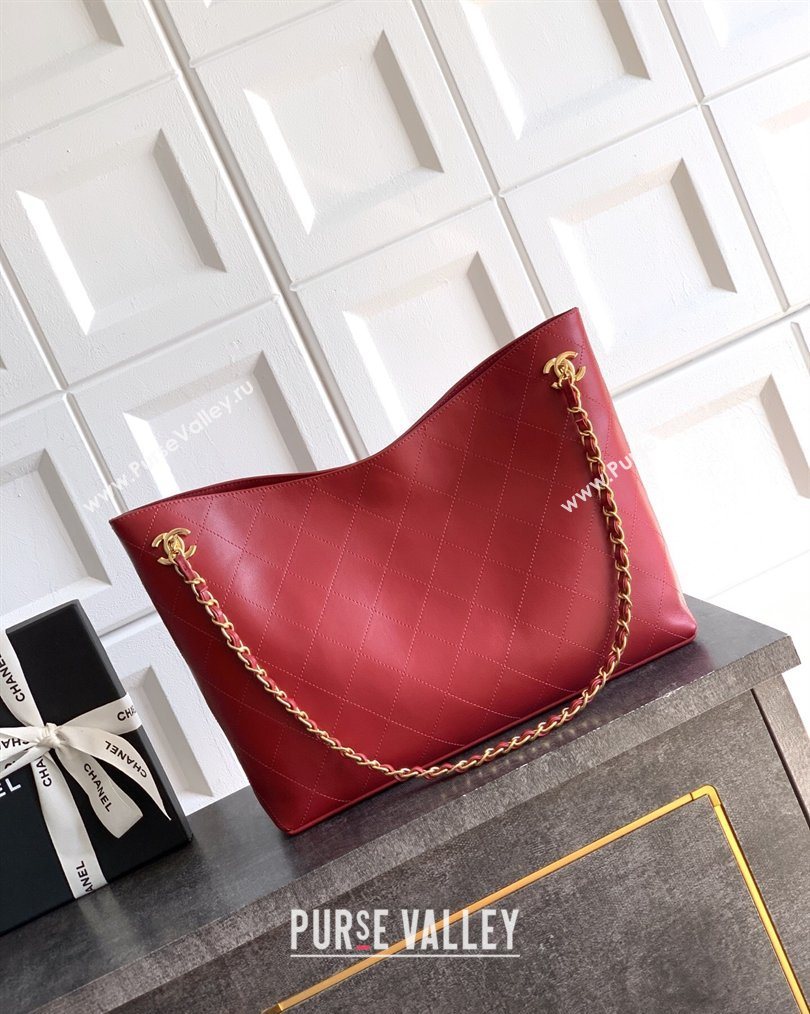Chanel Calfskin Leather Shopping Bag Red 2026 CH020404 (yezi-260204066)