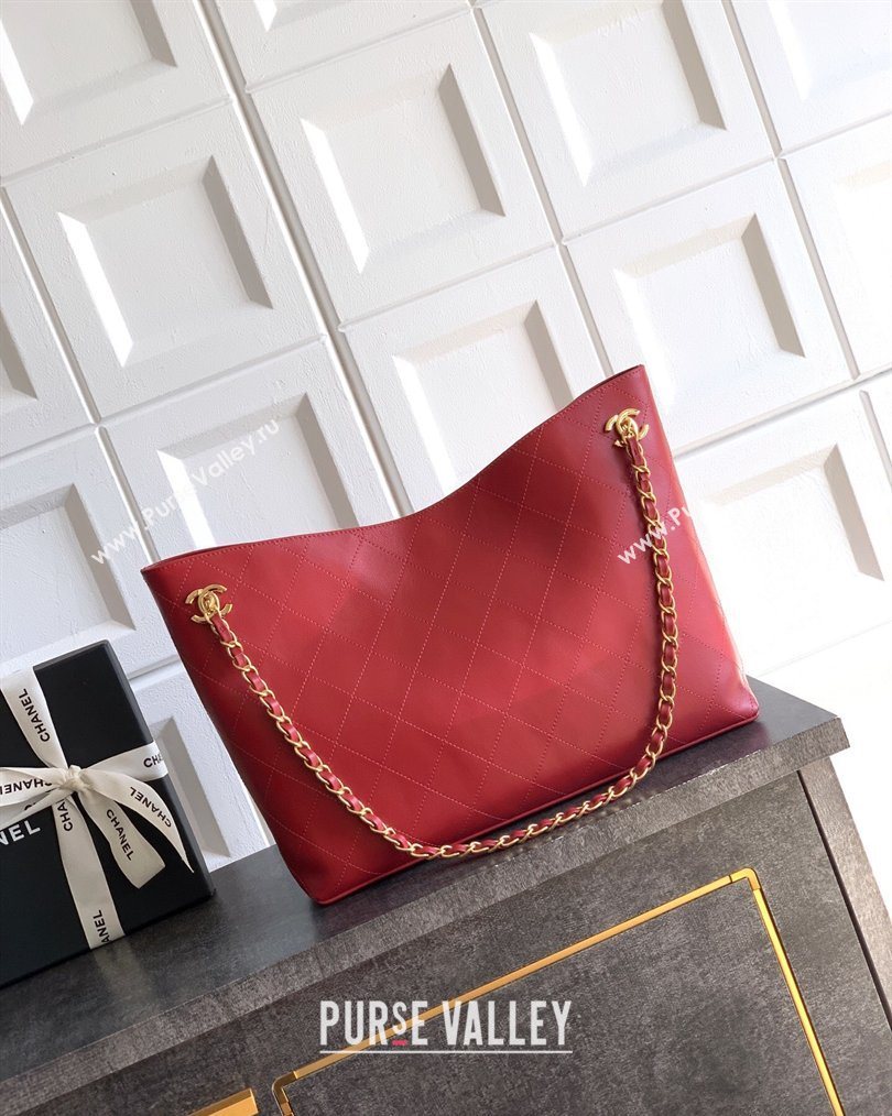 Chanel Calfskin Leather Shopping Bag Red 2026 CH020404 (yezi-260204066)