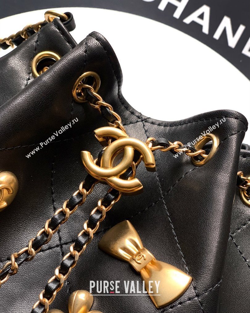 Chanel Calfskin Leather Bucket Bag with Gold-Tone Charm Black 2026 CH020405 (yezi-260204067)
