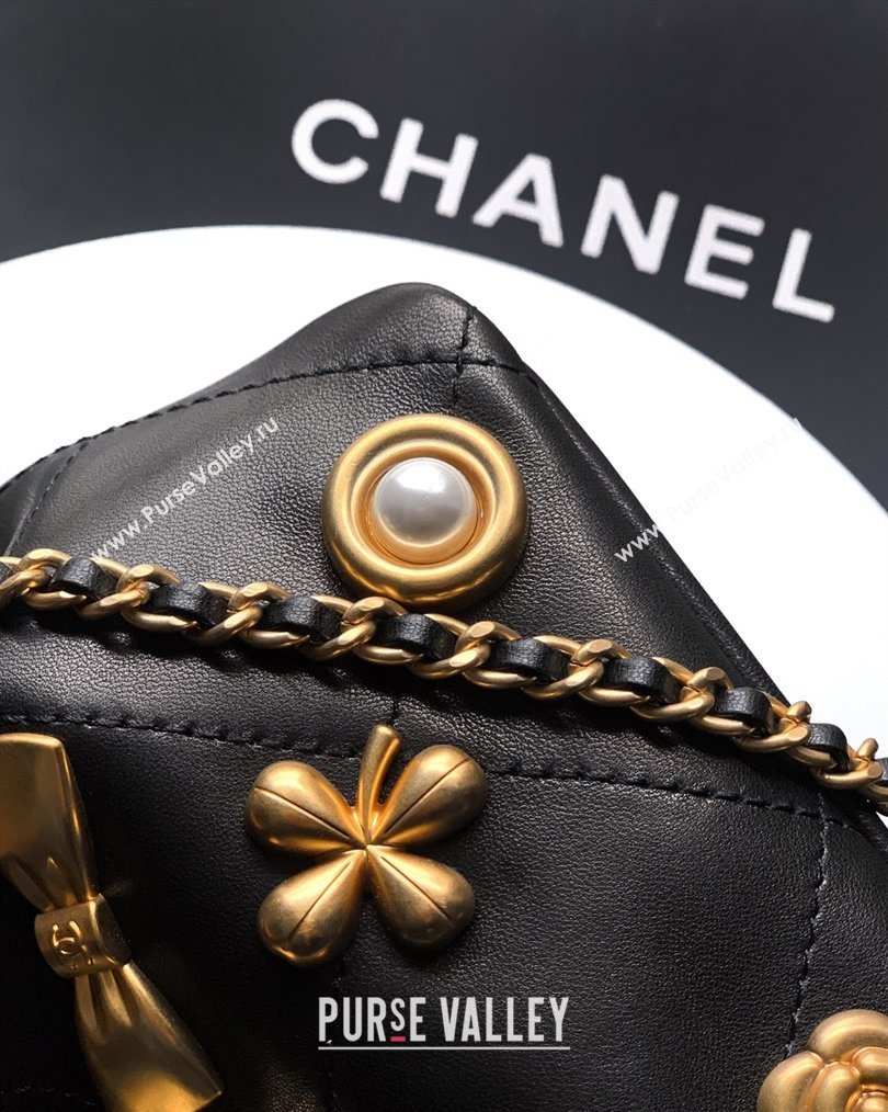Chanel Calfskin Leather Bucket Bag with Gold-Tone Charm Black 2026 CH020405 (yezi-260204067)