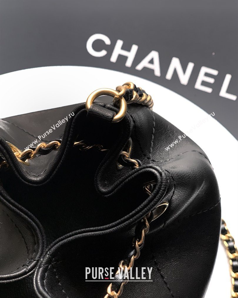 Chanel Calfskin Leather Bucket Bag with Gold-Tone Charm Black 2026 CH020405 (yezi-260204067)