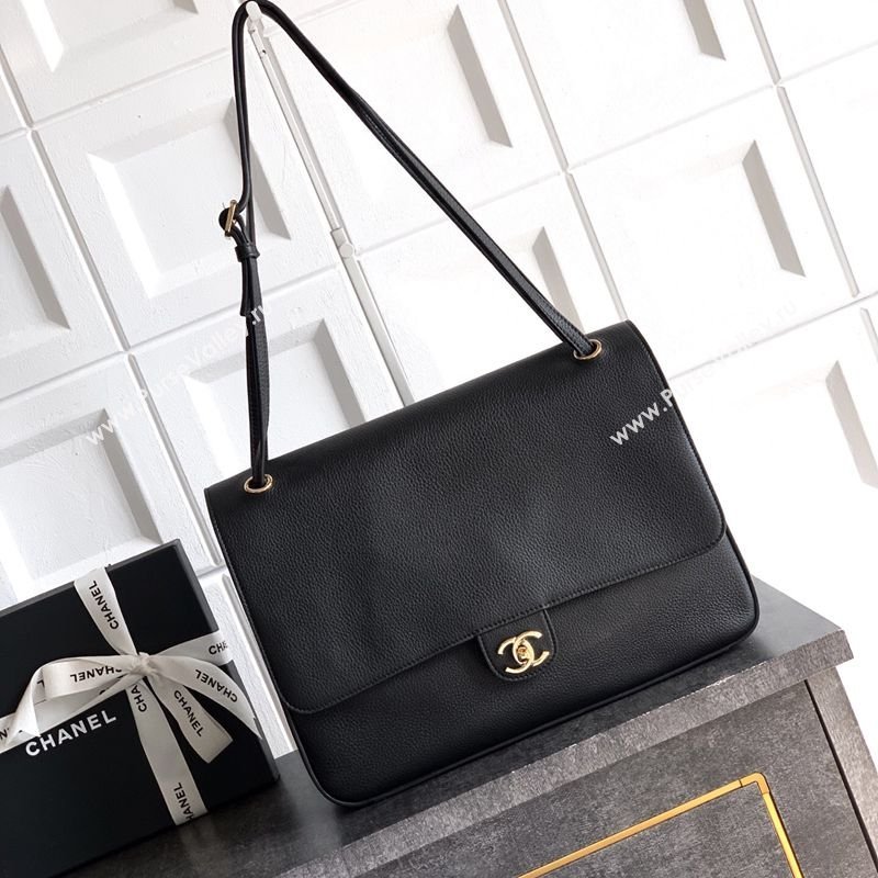 Chanel Grained Calfskin Leather Flap Bag Black 2026 CH020405 (yezi-260204069)