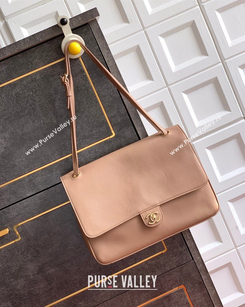 Chanel Grained Calfskin Leather Flap Bag Light Khaki 2026 CH020405 (yezi-260204070)