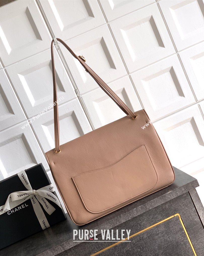 Chanel Grained Calfskin Leather Flap Bag Light Khaki 2026 CH020405 (yezi-260204070)