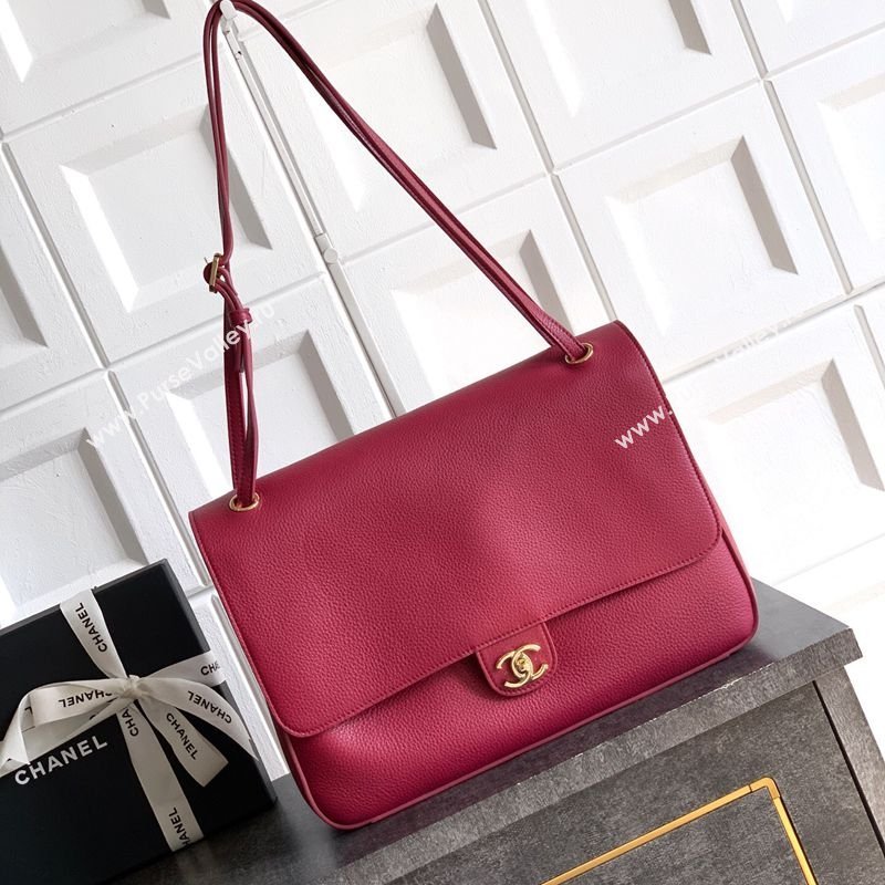 Chanel Grained Calfskin Leather Flap Bag Red 2026 CH020405 (yezi-260204071)