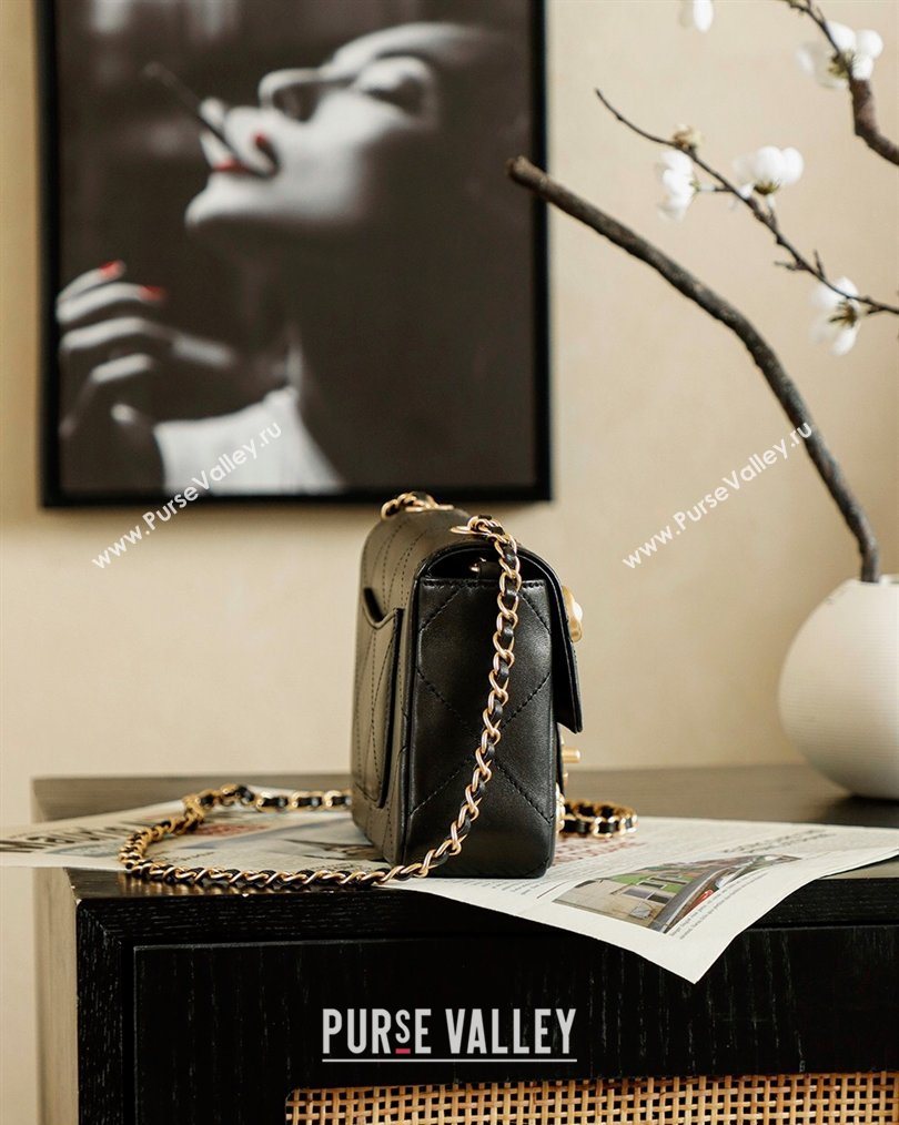 Chanel Calfskin Leather Flap Bag with Gold-Tone Charm Black 2026 CH020405 (yezi-260204068)
