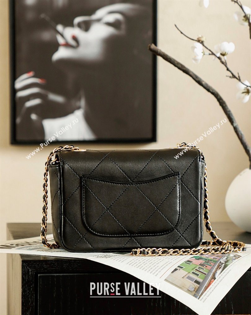 Chanel Calfskin Leather Flap Bag with Gold-Tone Charm Black 2026 CH020405 (yezi-260204068)