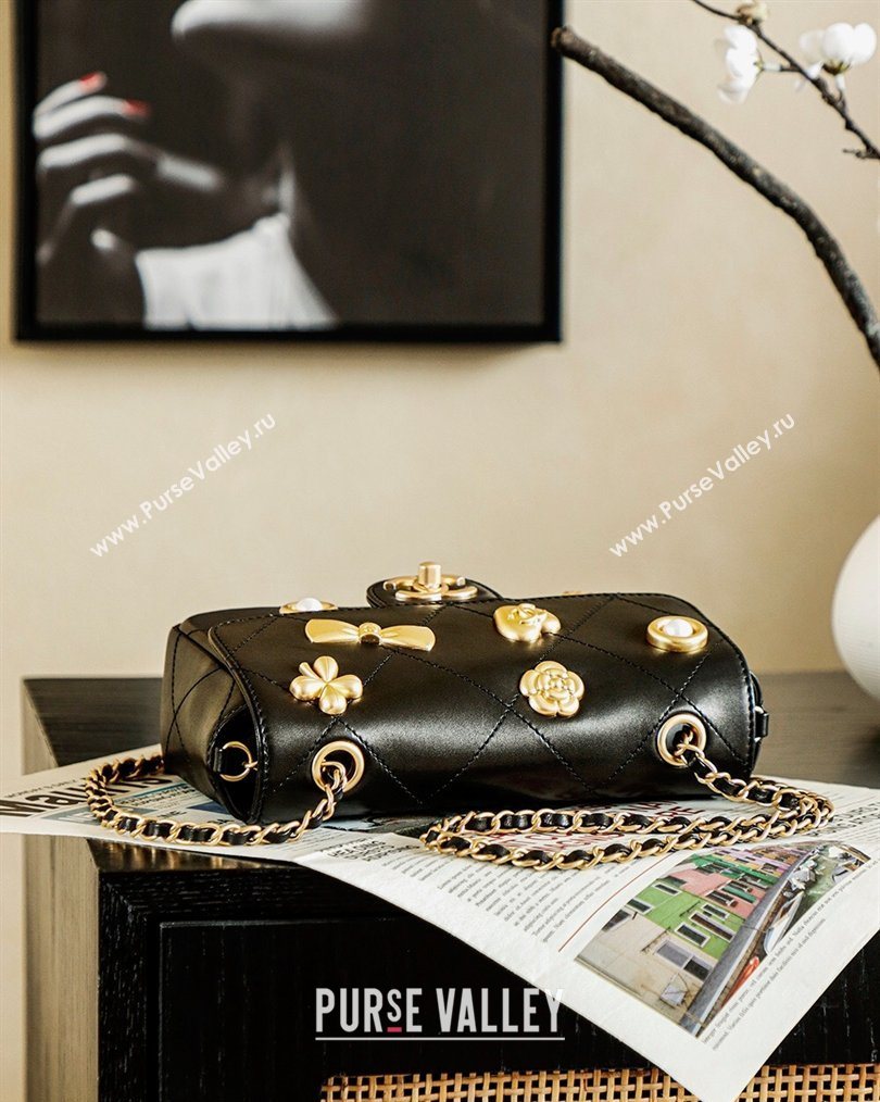 Chanel Calfskin Leather Flap Bag with Gold-Tone Charm Black 2026 CH020405 (yezi-260204068)
