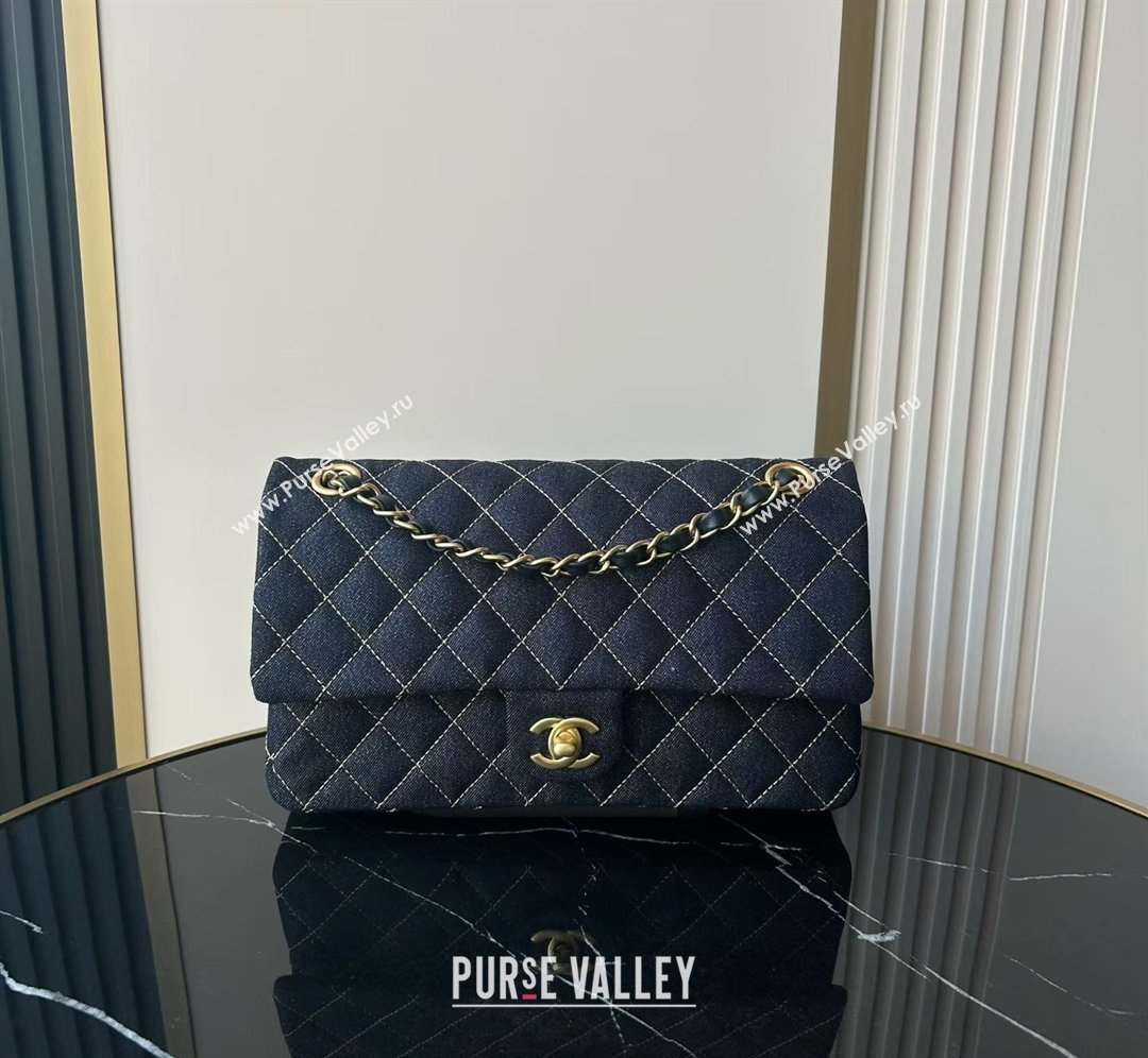 Chanel Quilted Denim Medium Classic Flap Bag A01112 Dark Blue 2026 0204 (yezi-260204053)
