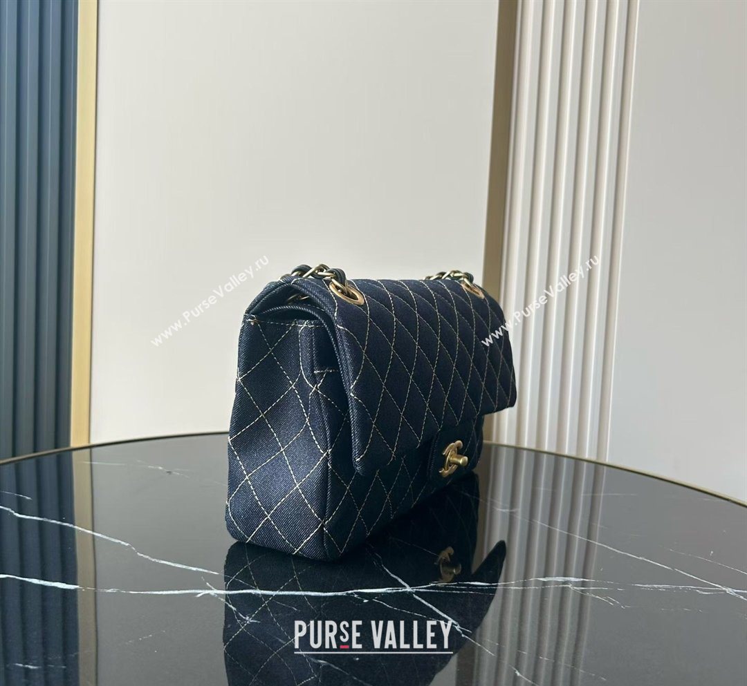 Chanel Quilted Denim Medium Classic Flap Bag A01112 Dark Blue 2026 0204 (yezi-260204053)