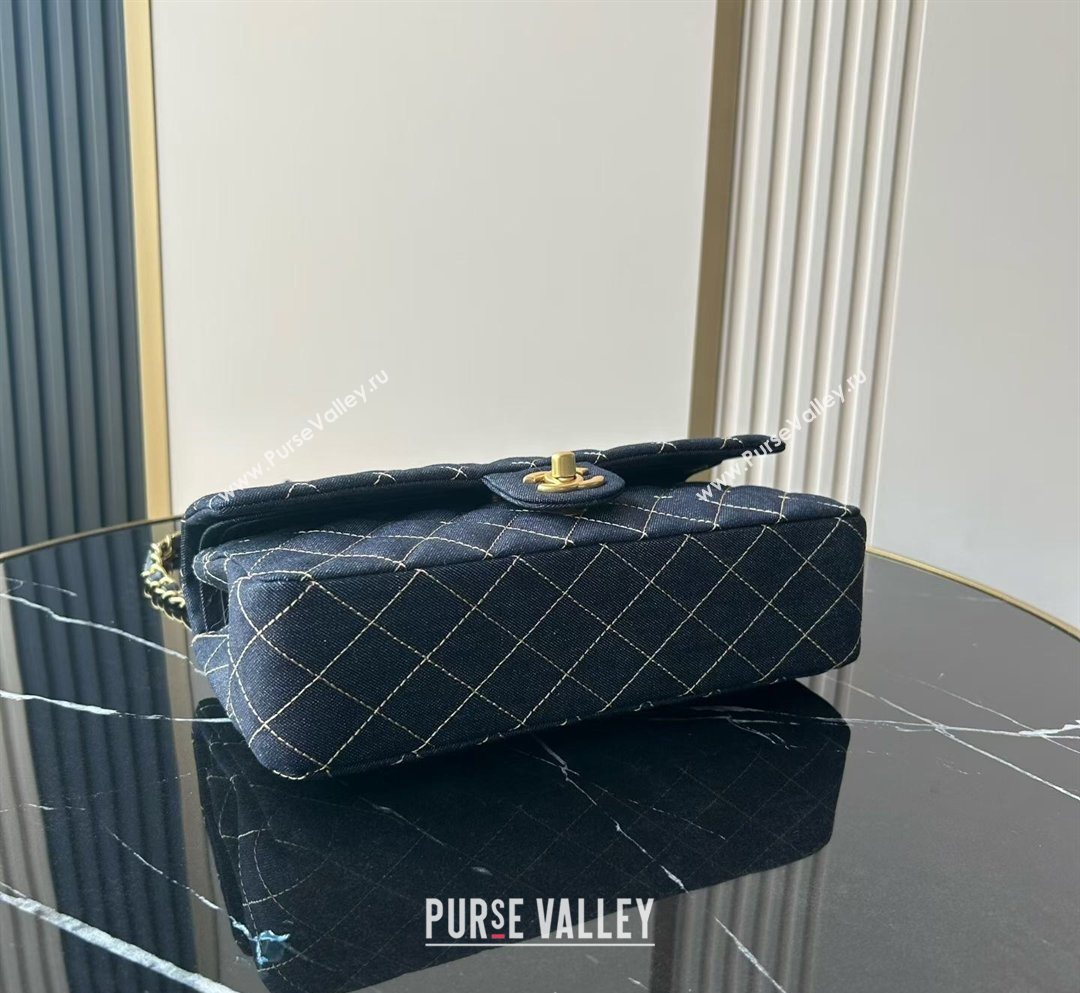 Chanel Quilted Denim Medium Classic Flap Bag A01112 Dark Blue 2026 0204 (yezi-260204053)