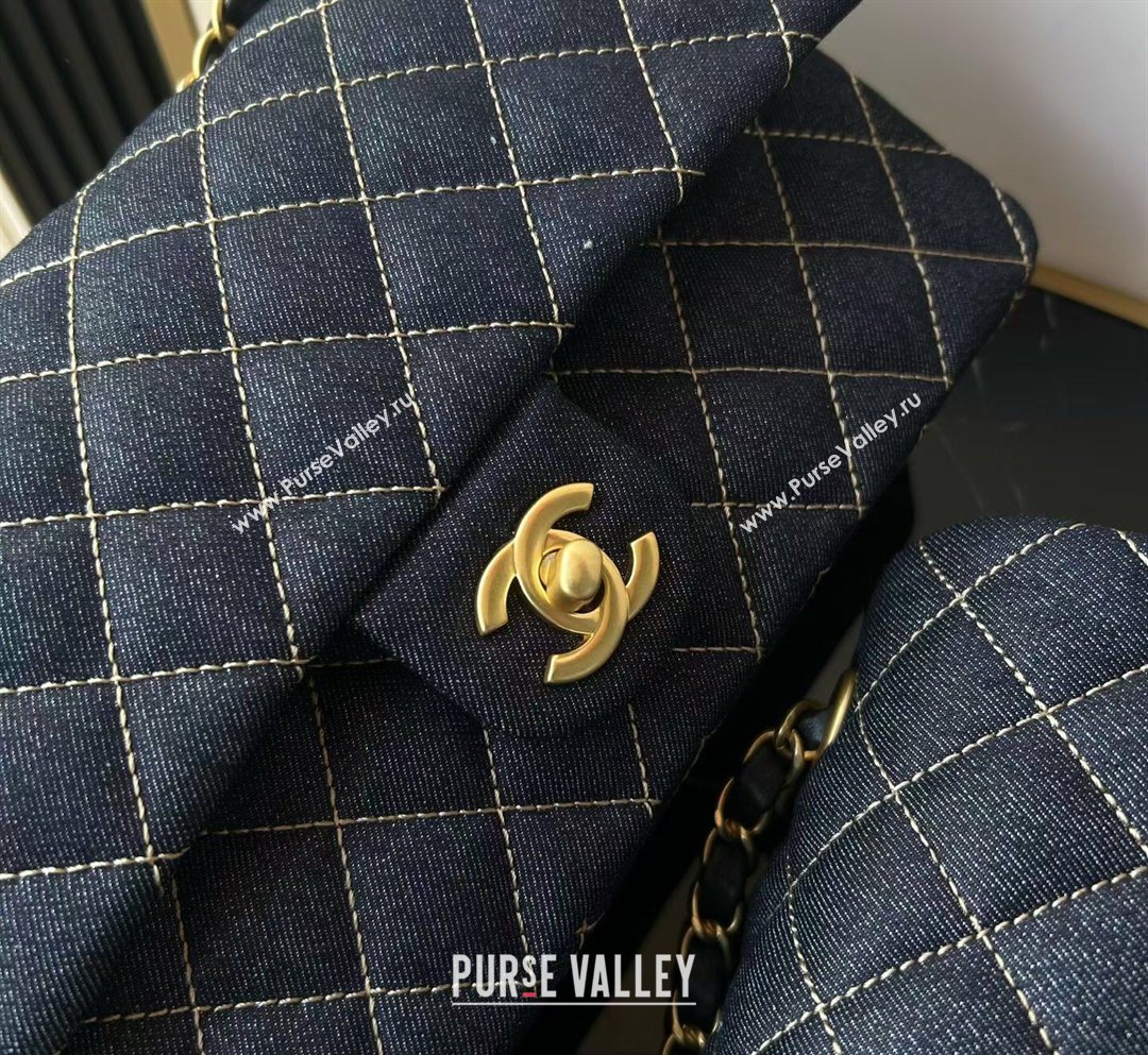 Chanel Quilted Denim Medium Classic Flap Bag A01112 Dark Blue 2026 0204 (yezi-260204053)