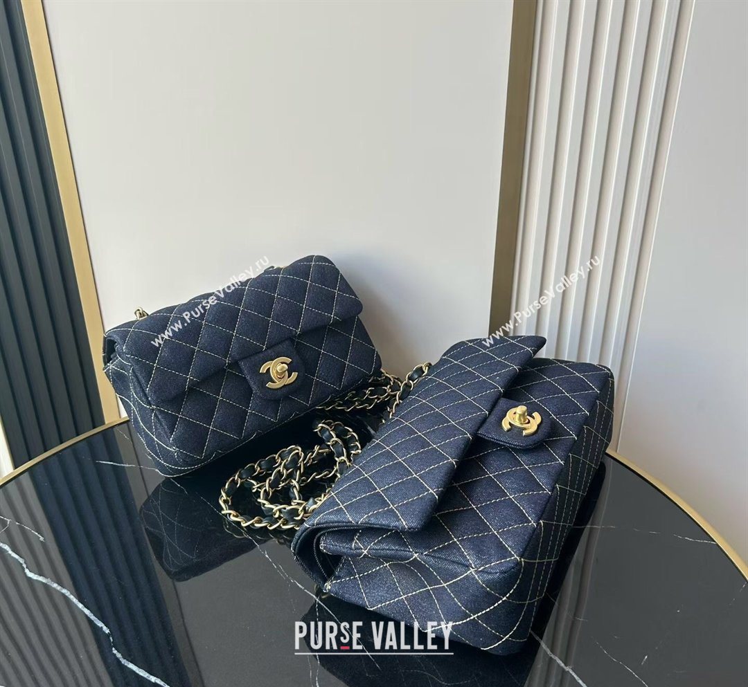 Chanel Quilted Denim Medium Classic Flap Bag A01112 Dark Blue 2026 0204 (yezi-260204053)