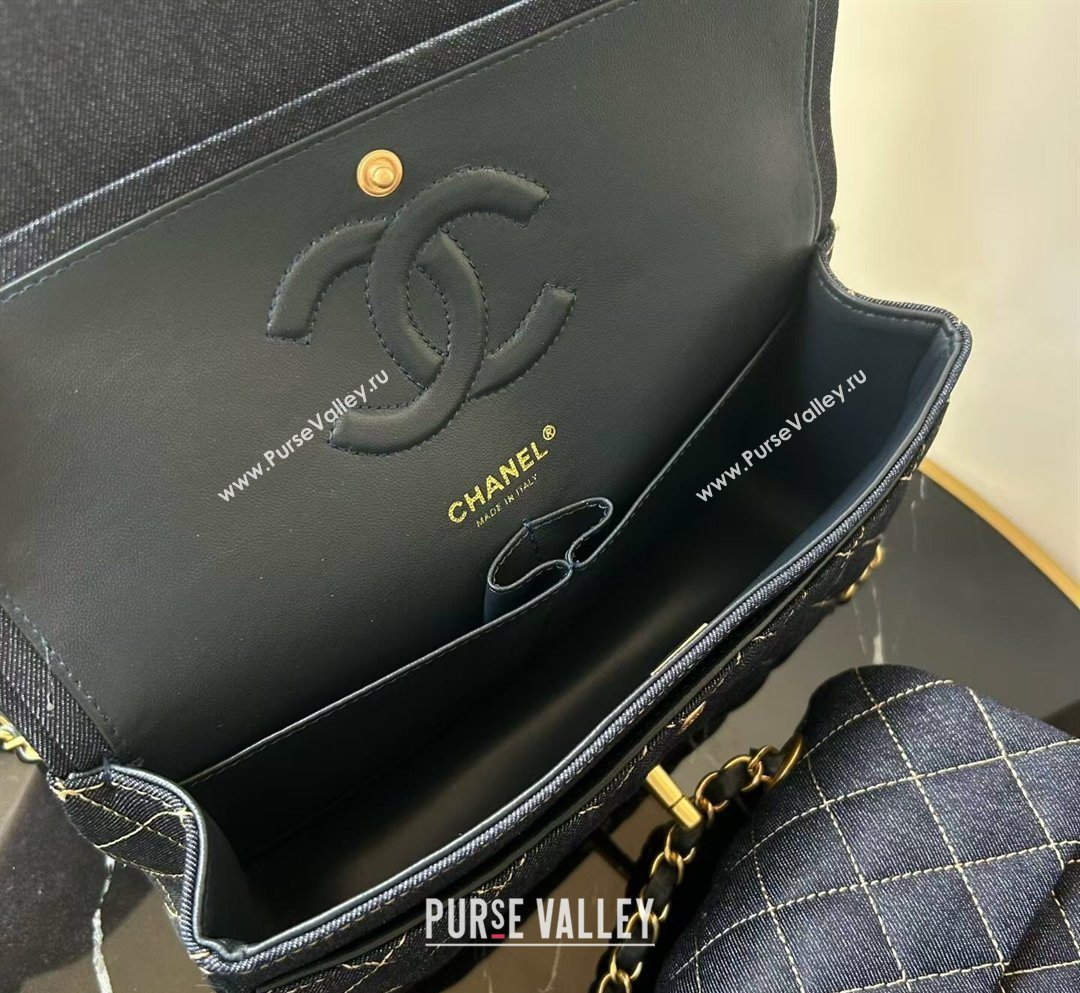 Chanel Quilted Denim Medium Classic Flap Bag A01112 Dark Blue 2026 0204 (yezi-260204053)