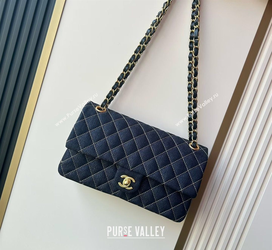 Chanel Quilted Denim Medium Classic Flap Bag A01112 Dark Blue 2026 0204 (yezi-260204053)