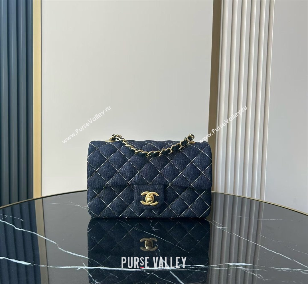 Chanel Quilted Denim Mini Classic Flap Bag A69900 Dark Blue 2026 0204 (yezi-260204054)
