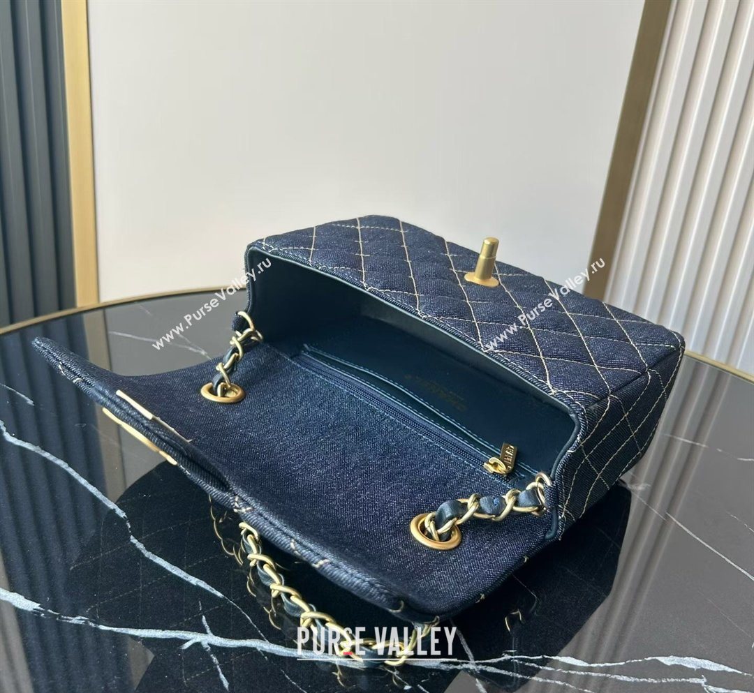Chanel Quilted Denim Mini Classic Flap Bag A69900 Dark Blue 2026 0204 (yezi-260204054)