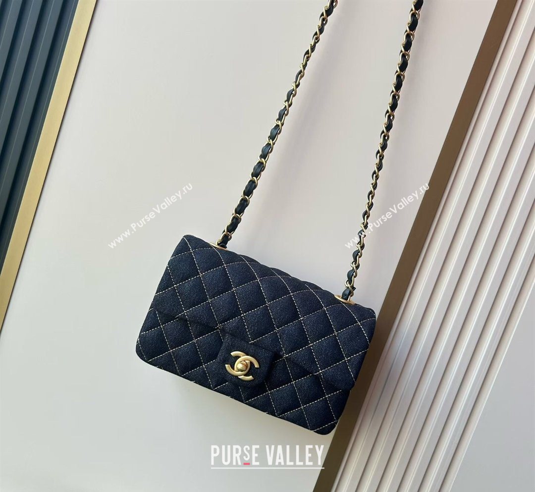 Chanel Quilted Denim Mini Classic Flap Bag A69900 Dark Blue 2026 0204 (yezi-260204054)