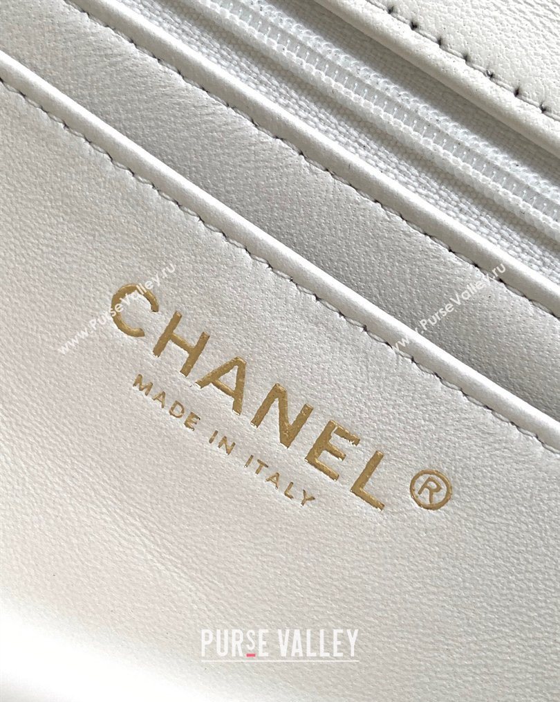 Chanel Lambskin Leather Mini Classic Flap Handbag With Top Handle and Bow Charm White 2026 AS2431 (yezi-260204027)