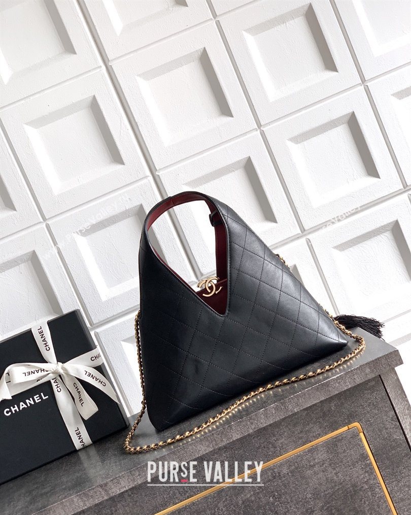 Chanel Calfskin Leather Hobo Bag with Tassel Charm Black 2026 CH020406 (yezi-260204073)