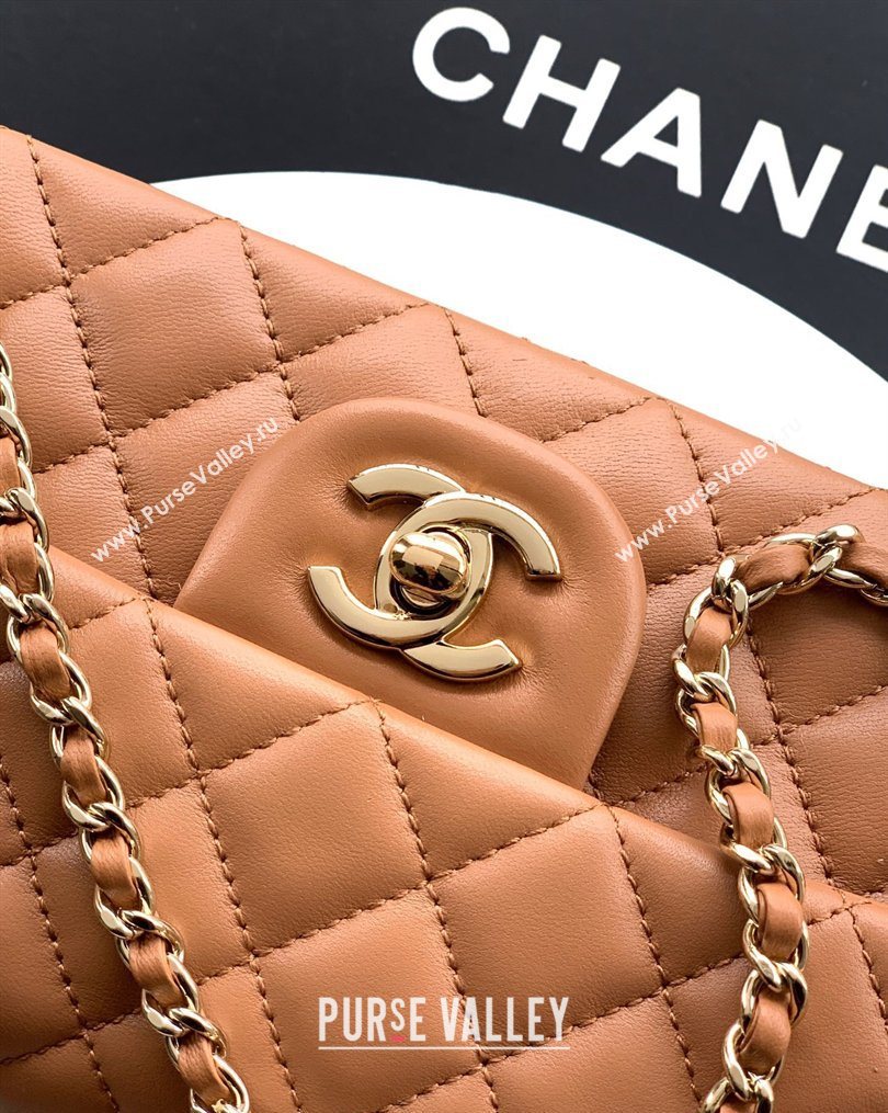 Chanel Lambskin Leather Mini Classic Flap Handbag With Top Handle and Bow Charm Khaki 2026 AS2431 (yezi-260204032)
