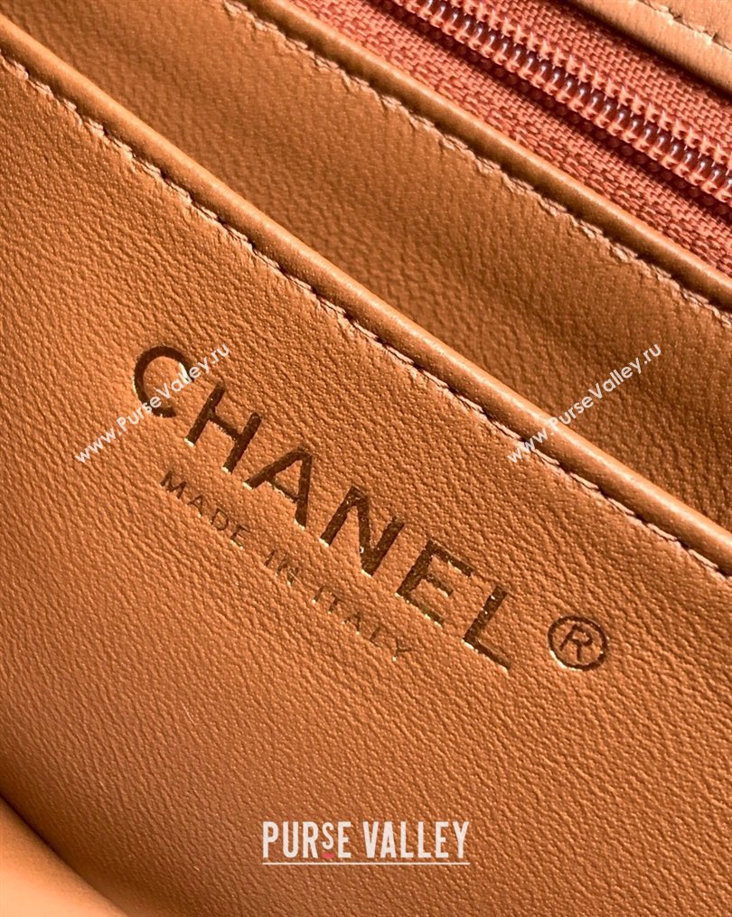 Chanel Lambskin Leather Mini Classic Flap Handbag With Top Handle and Bow Charm Khaki 2026 AS2431 (yezi-260204032)