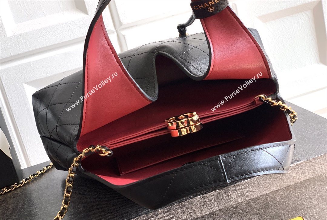 Chanel Calfskin Leather Hobo Bag with Tassel Charm Black 2026 CH020406 (yezi-260204073)
